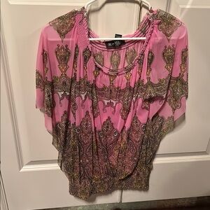 INC International Concepts Pink Asymmetrical Embellished Blouse